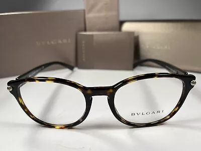 😎 New Bvlgari 3042 Eyeglasses 504 Havana Black Grey Check Frames 53/19/140 Case • $230.41