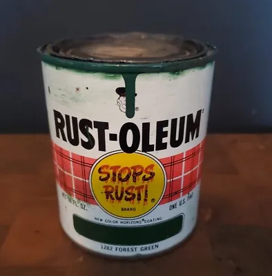 Vintage Rustoleum 1972  PINT Can Advertising Man Cave Tin - Forest Green  • $12