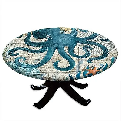 $18.99 • Buy Round Sea Life Tablecloth  Marine Life Elastic Edge Waterproof  Table Cover