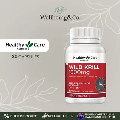 Healthy Care Wild Krill Oil 1000mg - 30 Capsules | For Heart Health • $21.59