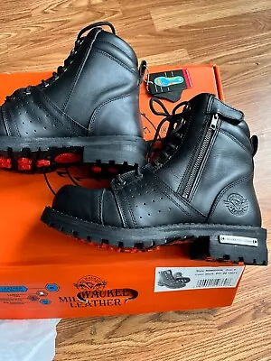 Milwaukee Leather MBM9000W Men's Lace-Up 'WIDE-Width' Motorcycle Leather Boots • $125