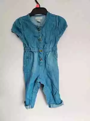 Baby Girls Denim Jumpsuit Primark Blue Age 3-6 Months • £1.99