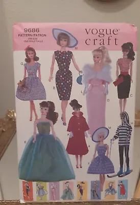 Vogue Craft Pattern 9686 Vintage Fashions For Barbie 11.5  Doll Collection UNCUT • $29