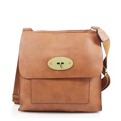 Messenger Crossbody Bag Black Tan Mustard Pink Orange • £10