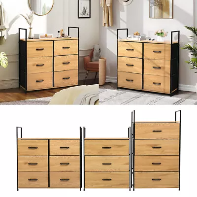 3/4/6 Drawer Chest Metal&Wooden Frame Bedroom Storage Cabinet W/Canvas Drawers • £45.95