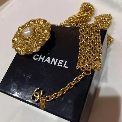 Chanel Belt Gold Here Mark Vintage With Box 83Cm Women Necklace • $1642.65