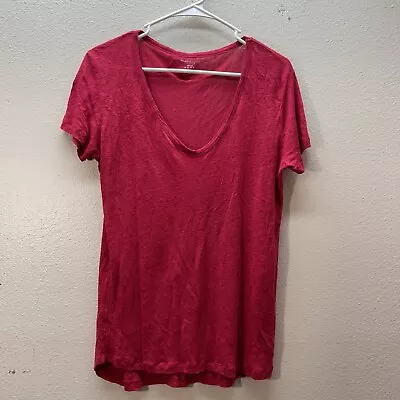 MAJESTIC FILATURES 100% Linen Pink V-Neck Tee Size 1 (XS) • $27