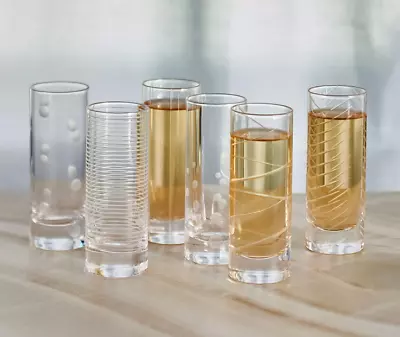 NEW Mikasa Cheers Set Of 6 Shot Glasses 3.5 Ounce Clear Multi Patterned • $47.49