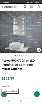 £150 • Buy Pebble Grey Renee Bathroom Mirror Cabinet