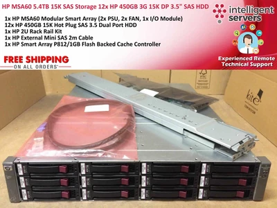 £655 • Buy HP MSA60 5.4TB 15K SAS Storage 12x HP 450GB 3G 15K DP 3.5  SAS HDD 418408-B21