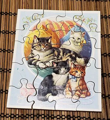 Vintage Victory Wood Jig-Saw Puzzle Original Box Cats On Pillow Made In England • $14