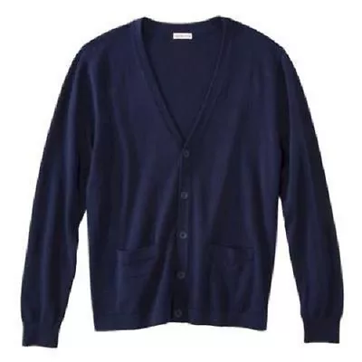 NEW Mens Merona Blue V Neck Button Down Cardigan Sweater NWT Sizes Available • $24.99