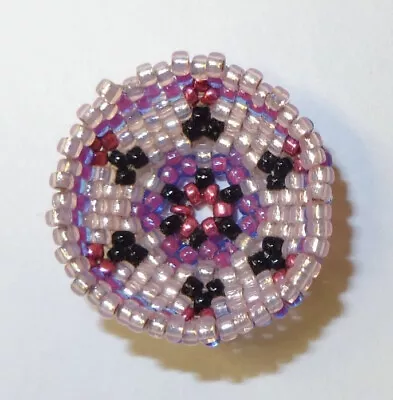 Dollhouse Artisan Beaded Basket Theresa Flores Geary Pink Purple Black Miniature • $19.95