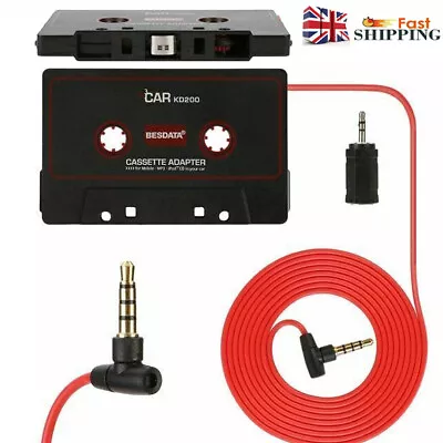 Car Cassette Tape To AUX Audio Adapter 3.5mm Audio For Universal Converter &Mic • £4.99