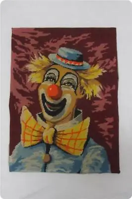 VTG MARGOT De PARIS COMPLETED  HAPPY CLOWN FINISHED NEEDLEPOINT TAPESTRY • $55