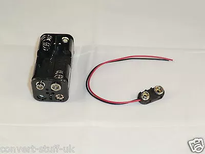 6 Volt Power Supply (2x2fat). 4x AA 6v Battery Holder & PP3 Connector Cable.  • £2.99