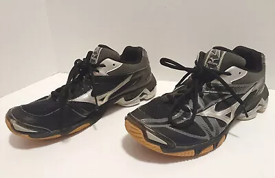 Mizuno Volleyball Shoes Womens Wave Bolt 6 Black Silver Size 9 Sports Excellent • $21.99