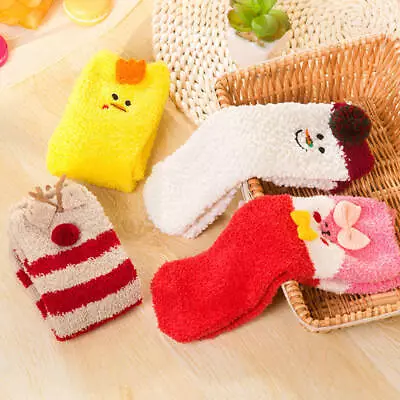 Men Lady Cartoon Animal Socks Soft Fluffy Santa Snowman Elk Winter Warm Stocking • $5.06