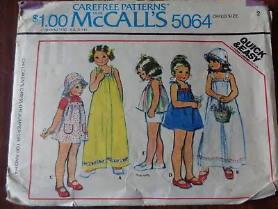 $1.25 • Buy Vintage Quick Easy Sew Pattern M5064 Girl Size 2 Dress Top Hat Jumper Uncut