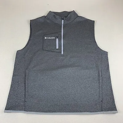 COLUMBIA Vest Men's Size L Dark Gray 1/4 Zip Fleece With Multi Pockets • $24.55