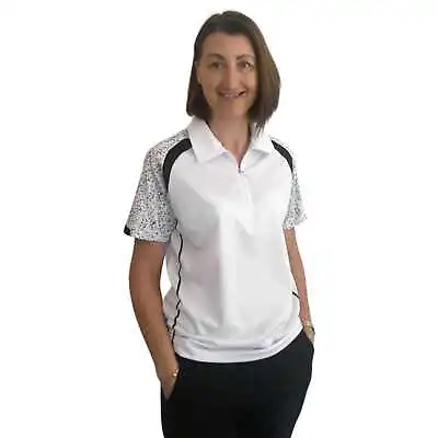 Henselite Ladies Lawn Bowling Signature Polo. White And Black • £36.99