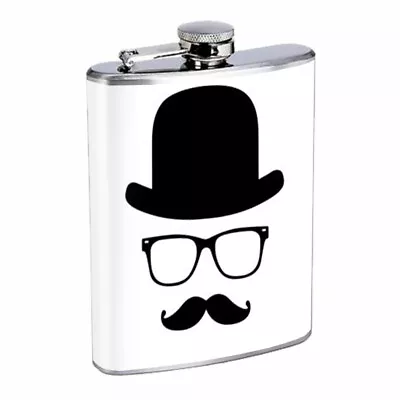 Cool Mustache D5 8oz Stainless Steel Hip Flask • $14.95