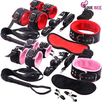 Kinky BDSM Kit Bondage Set Couples Sex Play Toy Restraints Cuffs Whip Handcuffs • $12.95