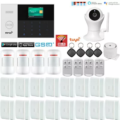 X57 Tuya APP WiFi GSM Wireless Kits Home Burglar Security Alarm System+IP Camera • $177.64