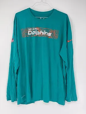 Miami Dolphins Aqua Long Sleeve Nike Dri-fit Team Issued Shirt *brand New* • $27.99