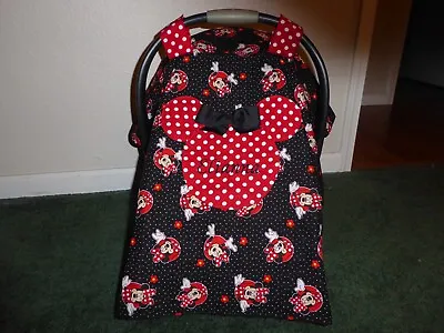 MINNIE MOUSE Car Seat Canopy Cover With Name In Your Choice Of Fabrics Handmade • $60.99