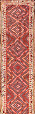 Pre-1900 Vegetable Dye Silk Kilim Long Runner Antique Rug 3x17 Hand-woven Carpet • $5992