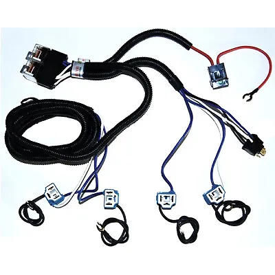 Ceramic H4 Headlight Relay Wiring Harness Headlamp Light Bulb Socket Plugs 5-3/4 • $44.95