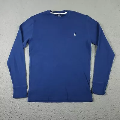 Ralph Lauren T Shirt Mens Small Blue Thermal Pony Waffle Knit Long Sleeve • $14.21