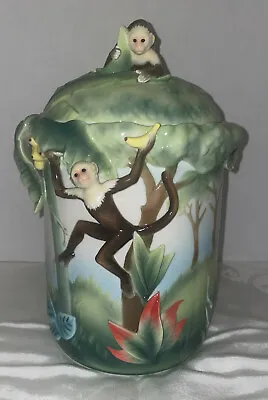 Htf Franz Porcelain Collection Jungle Fun Monkey Cookie Jar Fz02074 Euc • $549.99