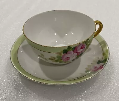 VINTAGE NORITAKE PORCELAIN  Roses” CUP AND SAUCER HAND-PAINTED MORIAGE JAPAN • $10