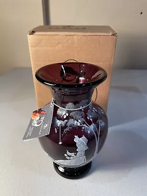Rare Vintage Fenton Mary Gregory Style Little Miss Muffett Vase With Tag & Box • $150