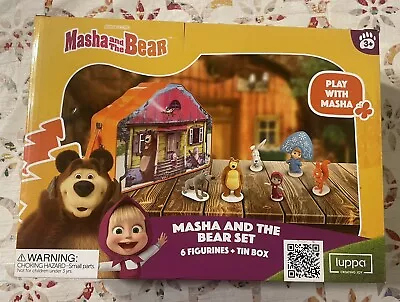 Masha And The Bear Set With Figurines And Tin Box For Play And Storage • $14.98