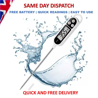 Digital Food Thermometer Probe Cooking Meat Kitchen Temperature BBQ Turkey Milk • £3.29