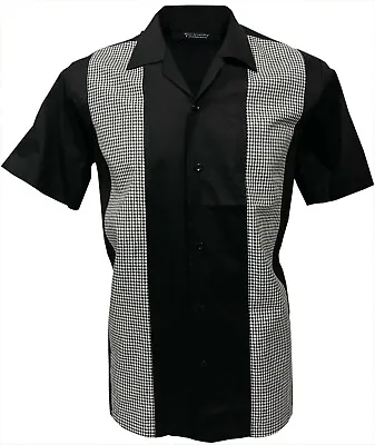 £32.99 • Buy Rockabilly Retro Mens Shirt Casual Vintage Bowling 50s 60s Black/White Gingham