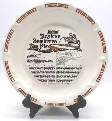 Vintage 1983 Watkins Mexican Sombrero Pie Ceramic Recipe Pie Plate 10.5 Inch • $20.36