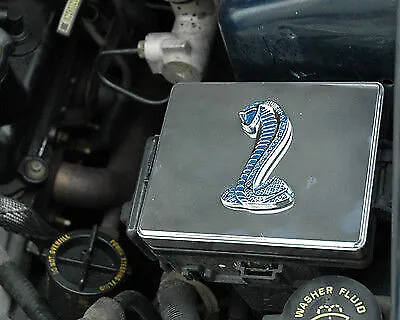 1998-2004 Mustang Polished Stainless Steel Fuse Box Cover W/ Blue Cobra Emblem! • $39.95
