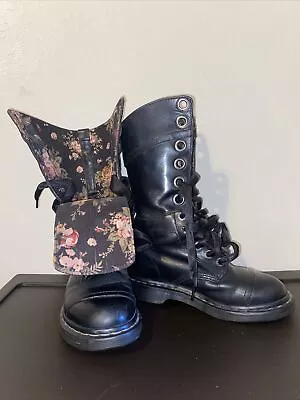 Dr Doc Martens Triumph 1914 Brown Floral Fold Down Utility Boots Women's US Sz 6 • $49.99