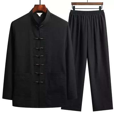 Chinese Traditional Clothing Suit Men's Autumn Kungfu Shirt Top And Trousers • £53.52
