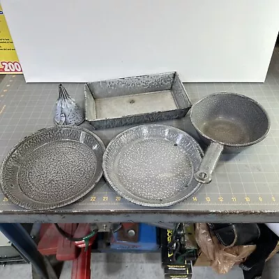 Grey Graniteware Lot Of 5 Pieces  • $40