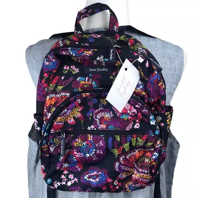 Vera Bradley Medium Floral Backpack  Navy Background With Round Flowers • $29