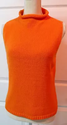 G Knitwear 55% Cotton Orange Sleeveless Mock Turtleneck Sweater Womens Large • $5