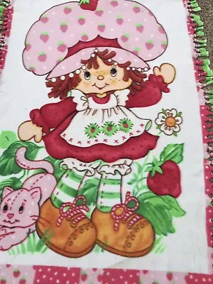 Vintage Strawberry Shortcake Reversible Blanket 37x60 2” Tassel Edges • $39.99