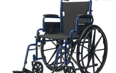 EQUPMED 24 Inch Wheelchair Manual Folding Wheel Chair Portable Foldable Blue • $200