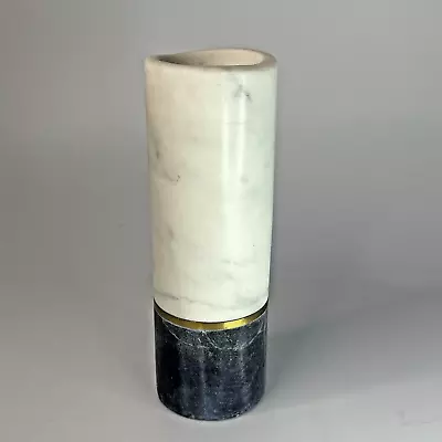 Polished Marble Natural White Top Gold Band Onyx Base 6” Votive/Candle Holder • $32