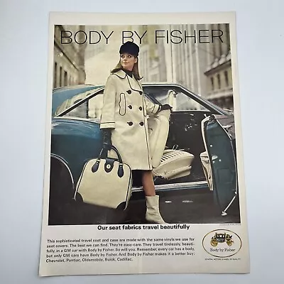 Body By Fisher 1966 Vintage Print Ad 10 X13.5  Seat Fabrics Mark Cross Luggage • $8.99